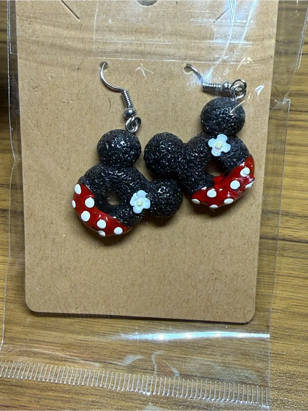 Minnie Mouse ears earrings donuts polka dots flowers